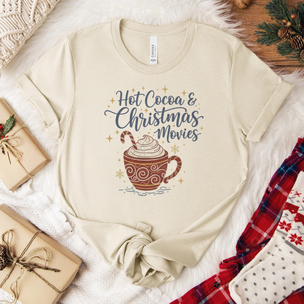Hot Cocoa Christmas Movies Shirt, Holiday Movie Tee, Cozy Winter Apparel, Christmas Movie Night Gift, Adult Holiday Top, Bella Canvas Tee