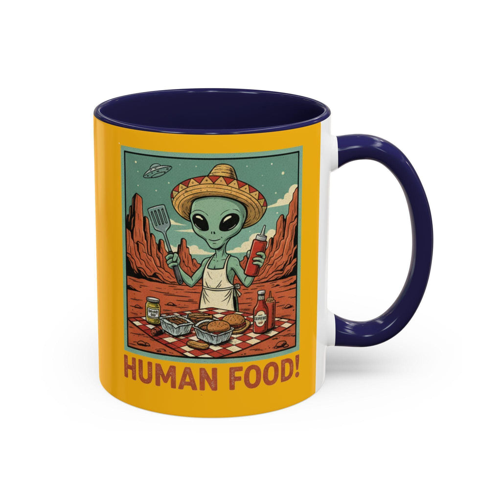 Alien Chef Mug, Funny Alien Mug, Human Food Mug, Space Mug, Novelty Gift Mug, BBQ Mug, Alien BBQ Gift, Cartoon Mug, Unique Mug