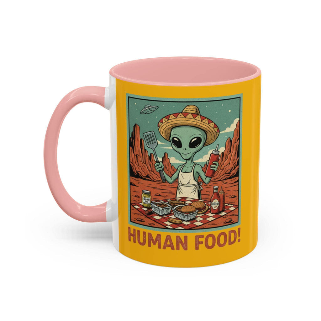Alien Chef Mug, Funny Alien Mug, Human Food Mug, Space Mug, Novelty Gift Mug, BBQ Mug, Alien BBQ Gift, Cartoon Mug, Unique Mug