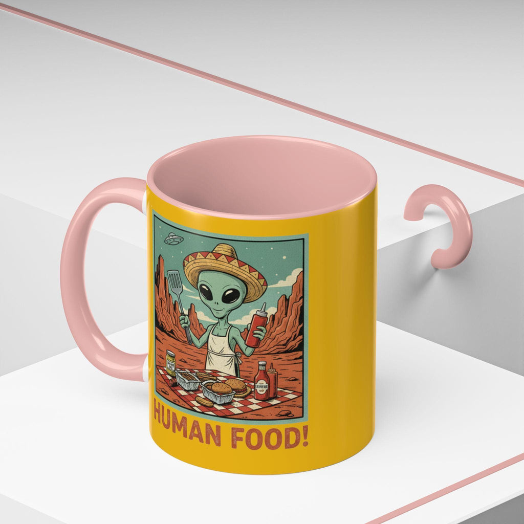 Alien Chef Mug, Funny Alien Mug, Human Food Mug, Space Mug, Novelty Gift Mug, BBQ Mug, Alien BBQ Gift, Cartoon Mug, Unique Mug