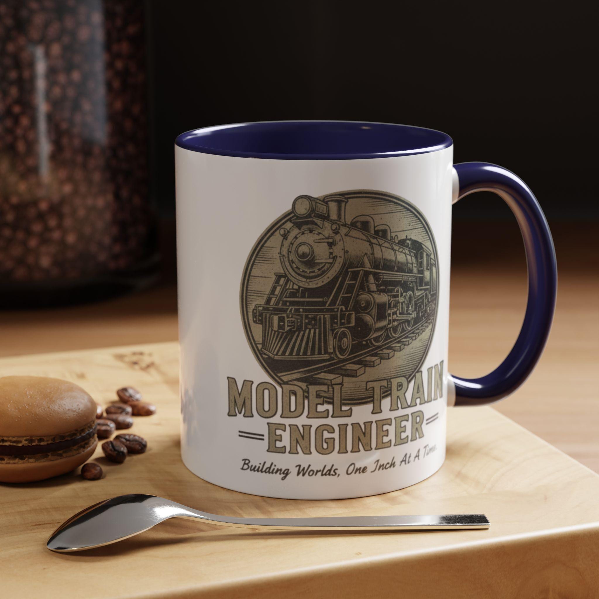 Model Train Engineer Mug, Railroad Lover Gift, Steam Engine Mug, Train Hobbyist Coffee Cup, Train Enthusiast Gift, Gift For Train Lover