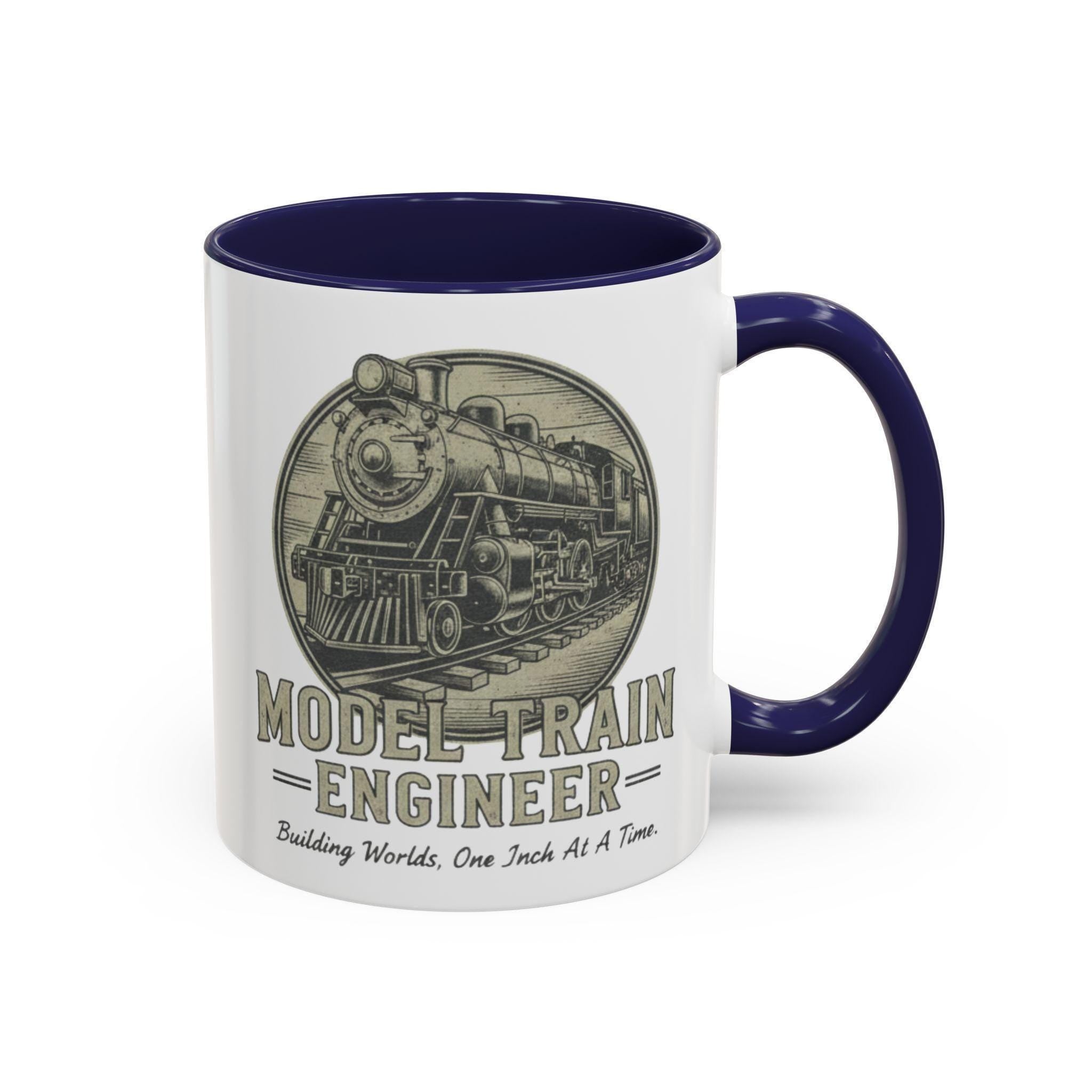 Model Train Engineer Mug, Railroad Lover Gift, Steam Engine Mug, Train Hobbyist Coffee Cup, Train Enthusiast Gift, Gift For Train Lover
