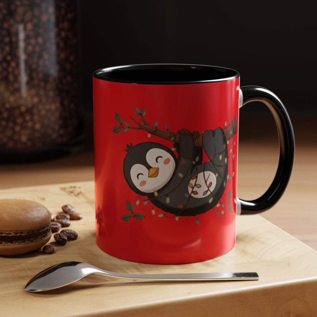 Penguin Sloth Mug, Cute Animal Gift, Holiday Lights, Unique Mug, Coffee Lover Gift, Festive Drinkware, Novelty Mug, Christmas Decoration
