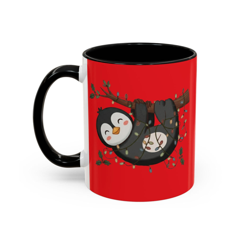 Penguin Sloth Mug, Cute Animal Gift, Holiday Lights, Unique Mug, Coffee Lover Gift, Festive Drinkware, Novelty Mug, Christmas Decoration