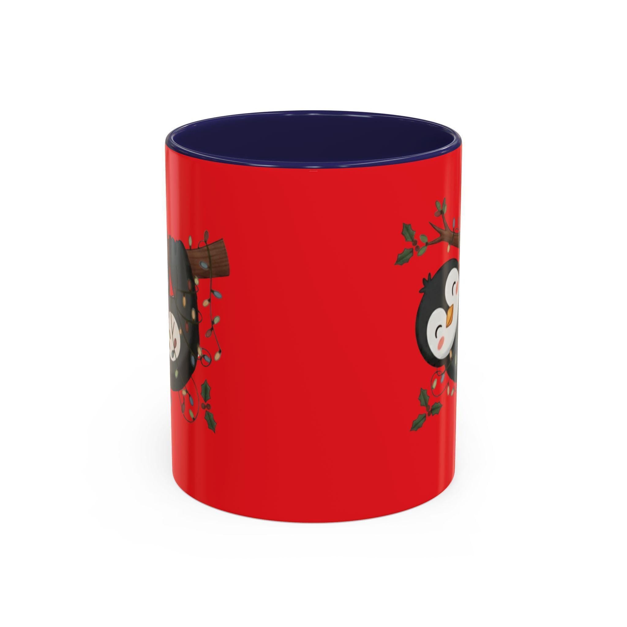 Penguin Sloth Mug, Cute Animal Gift, Holiday Lights, Unique Mug, Coffee Lover Gift, Festive Drinkware, Novelty Mug, Christmas Decoration