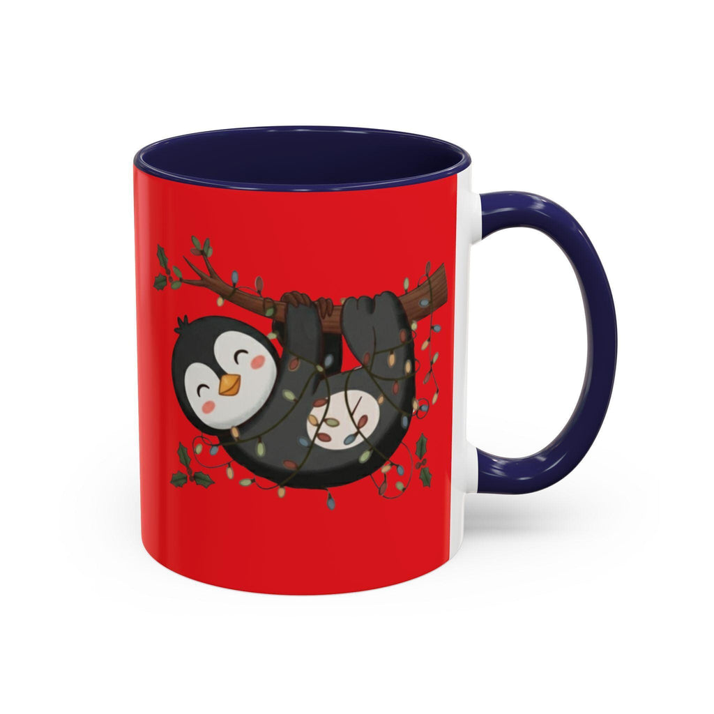 Penguin Sloth Mug, Cute Animal Gift, Holiday Lights, Unique Mug, Coffee Lover Gift, Festive Drinkware, Novelty Mug, Christmas Decoration