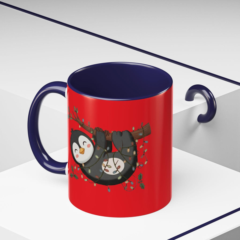 Penguin Sloth Mug, Cute Animal Gift, Holiday Lights, Unique Mug, Coffee Lover Gift, Festive Drinkware, Novelty Mug, Christmas Decoration