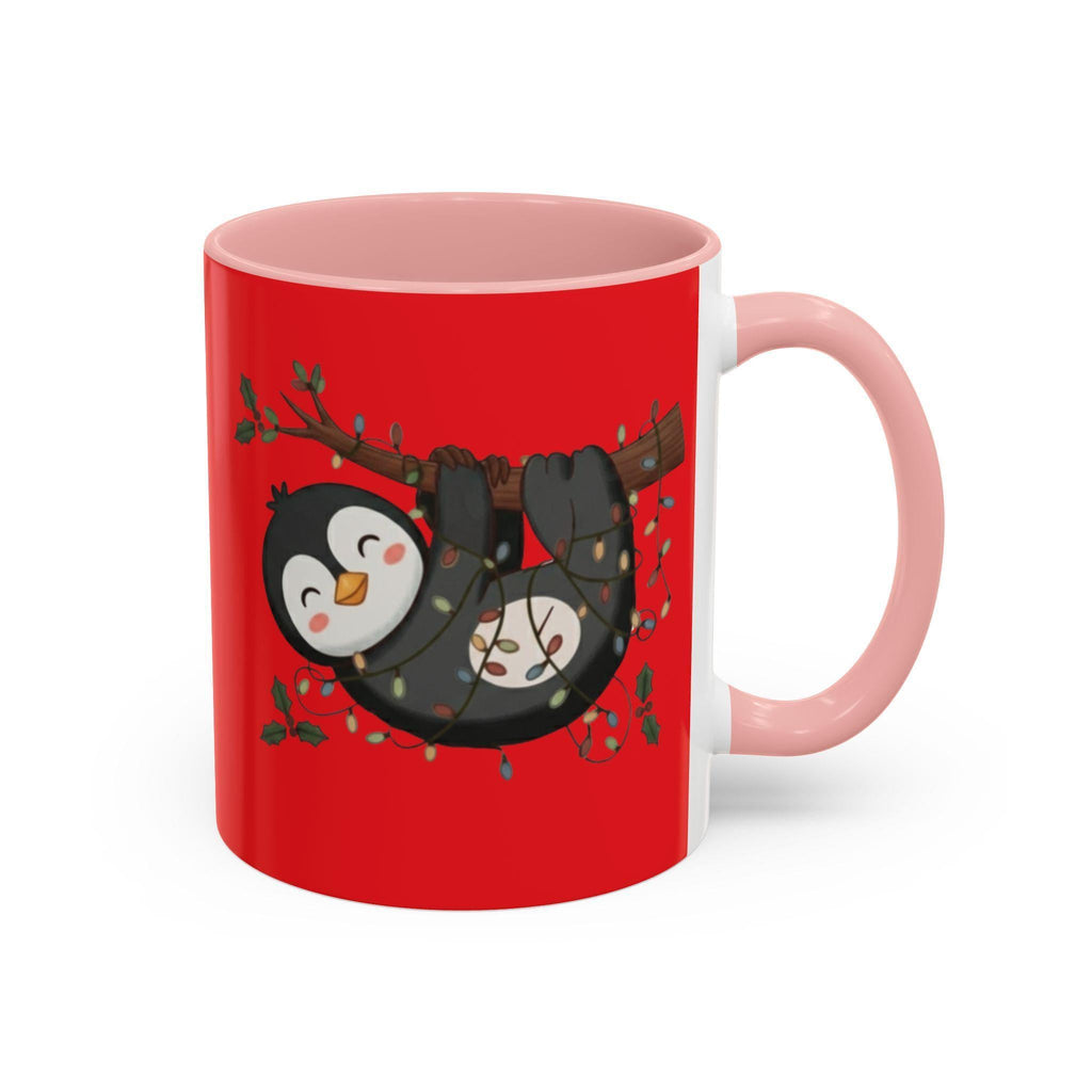 Penguin Sloth Mug, Cute Animal Gift, Holiday Lights, Unique Mug, Coffee Lover Gift, Festive Drinkware, Novelty Mug, Christmas Decoration