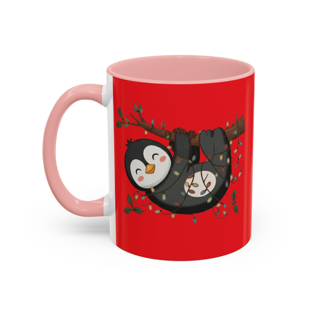 Penguin Sloth Mug, Cute Animal Gift, Holiday Lights, Unique Mug, Coffee Lover Gift, Festive Drinkware, Novelty Mug, Christmas Decoration
