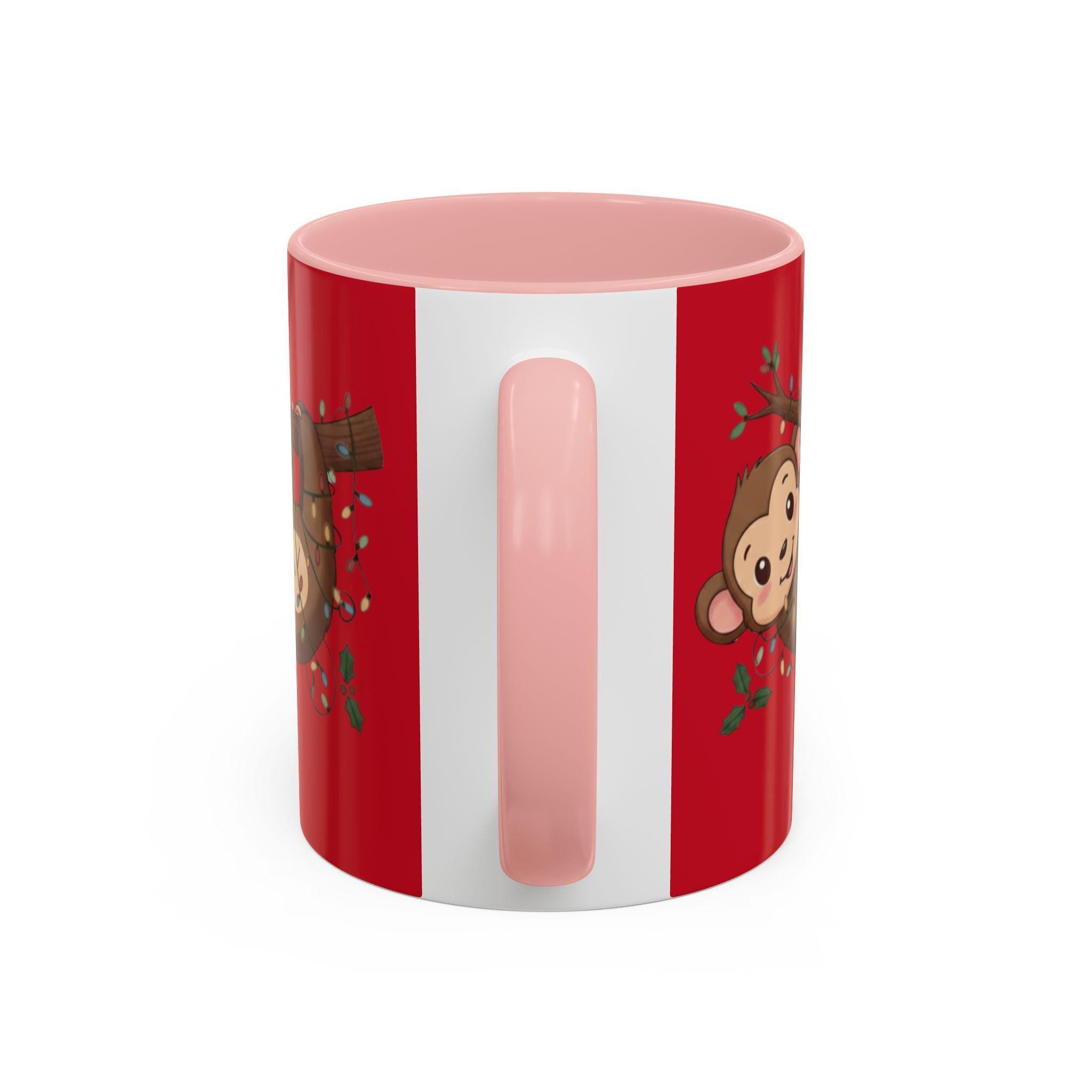 Cute Monkey Mug, Hanging Sloth, Christmas Lights, Funny Animal Coffee Mug, Gift Idea