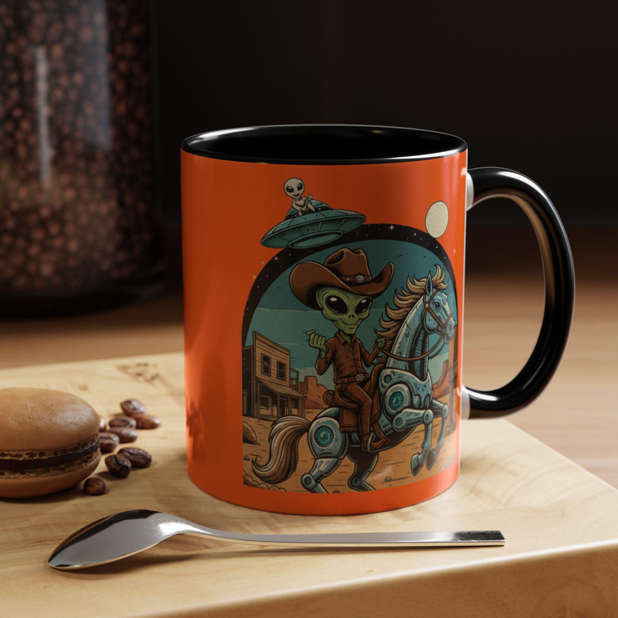 Alien Cowboy Mug, Western Mug, Sci-Fi Coffee Cup, Rodeo Alien, Space Cowboy, Novelty Mug, Funny Mugs, Gift For Him, Unique Mug, Coffee Lover