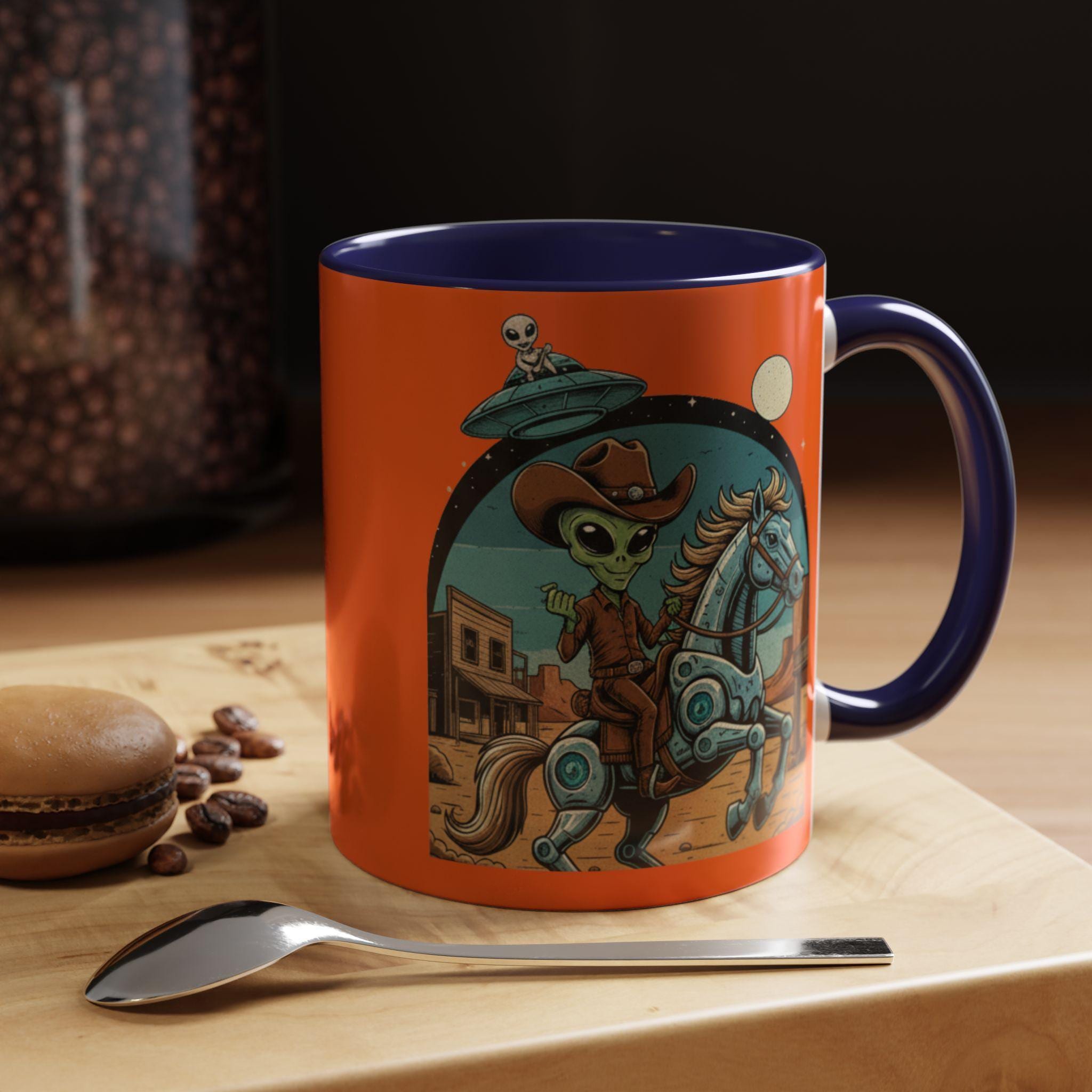 Alien Cowboy Mug, Western Mug, Sci-Fi Coffee Cup, Rodeo Alien, Space Cowboy, Novelty Mug, Funny Mugs, Gift For Him, Unique Mug, Coffee Lover