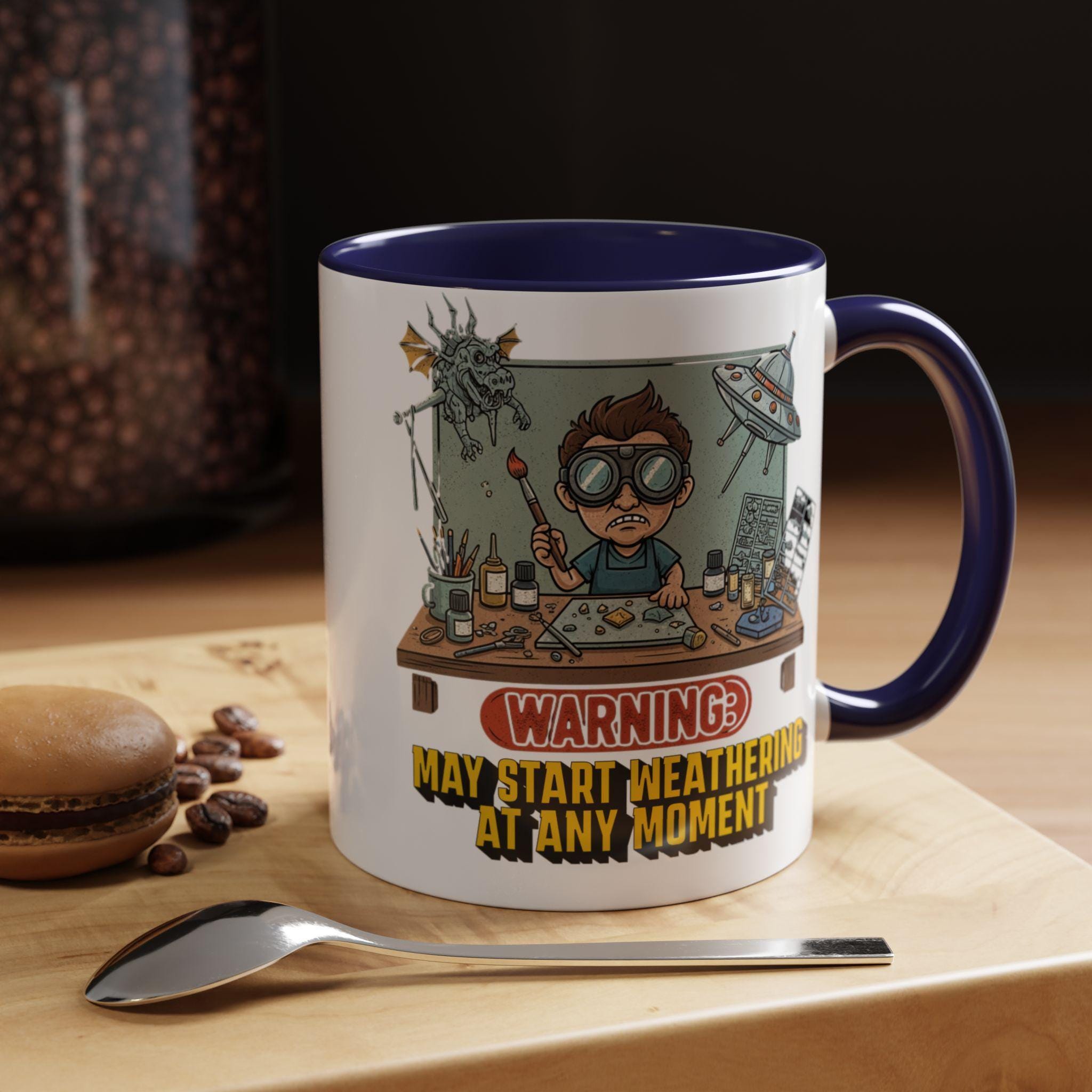 Weathering Model Mug, Funny Hobby Mug, Modeler Gift Idea, Scale Model Mug, Cartoon Modeler, Miniature Painting Mug