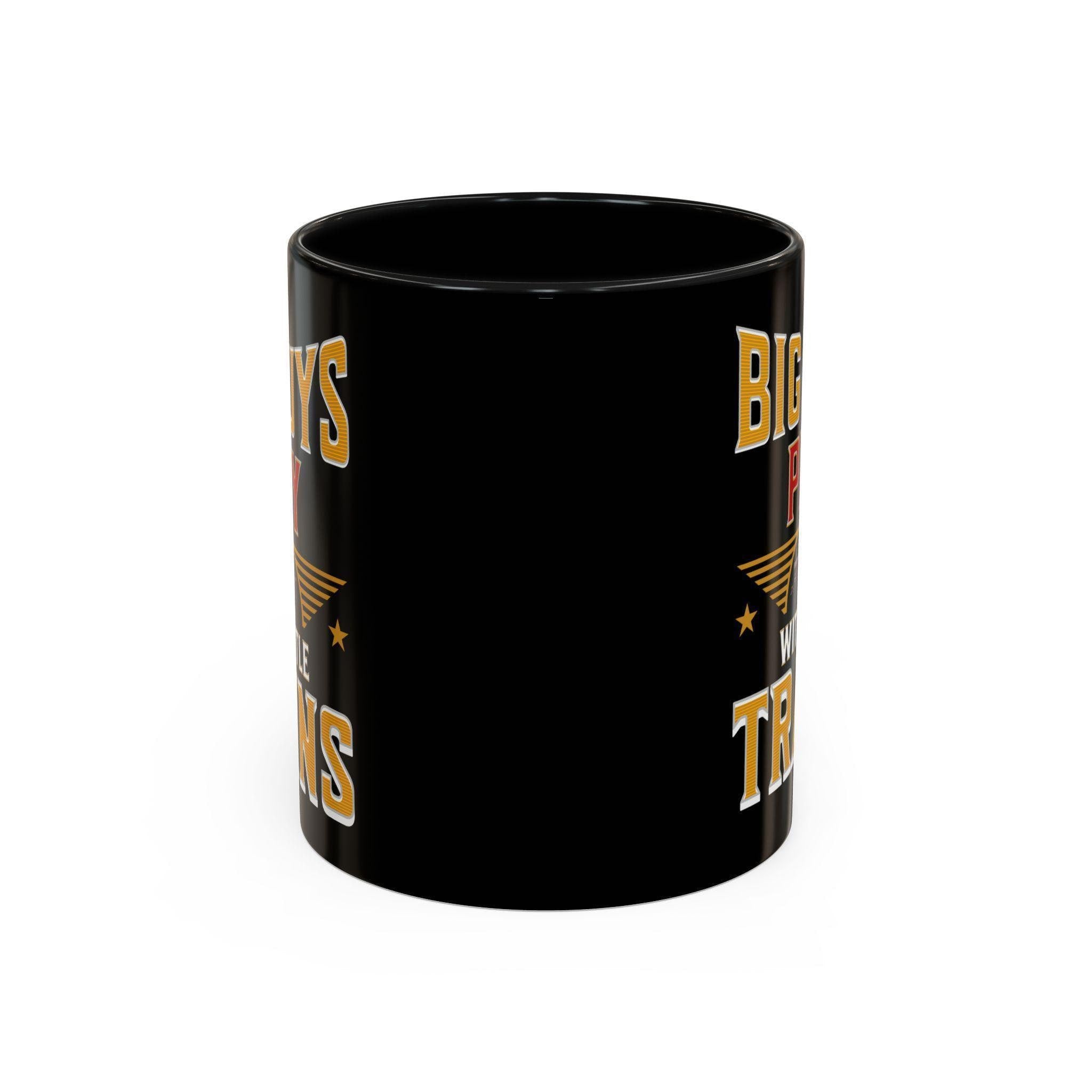 Big Guys Play with Little Trains Mug, Train Lover Gift, Railroad Enthusiast Mug, Gift for Him, Funny Train Mug, Train Hobby Mug