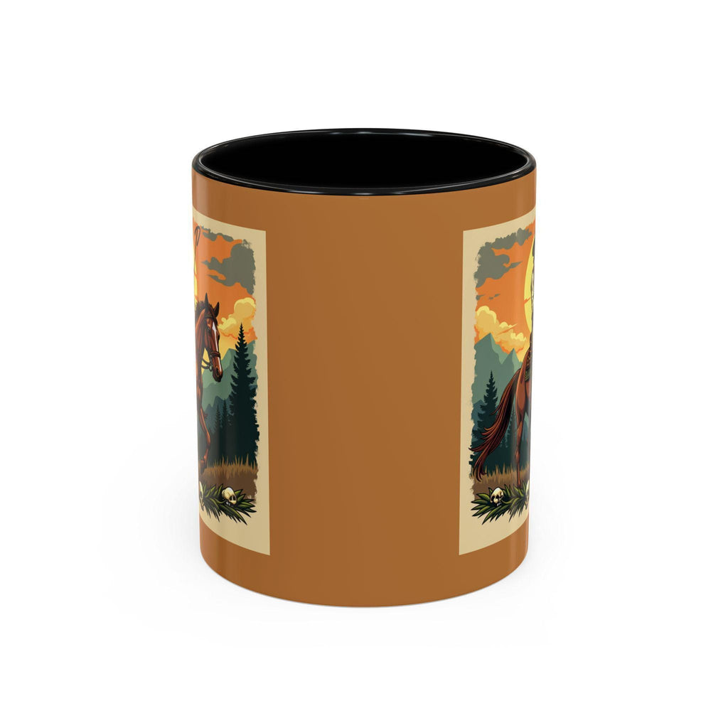 Cowboy Rider Mug, Western Art Mug, Horse Lover Gift, Skull Accent Mug, Unique Coffee Cup, Wild West Design Mug, Rider Coffee Mug, Western