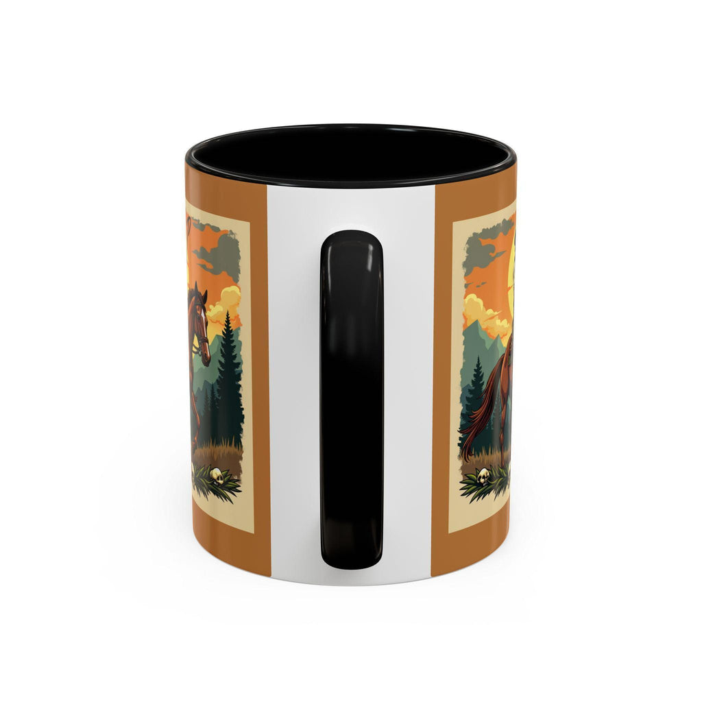 Cowboy Rider Mug, Western Art Mug, Horse Lover Gift, Skull Accent Mug, Unique Coffee Cup, Wild West Design Mug, Rider Coffee Mug, Western