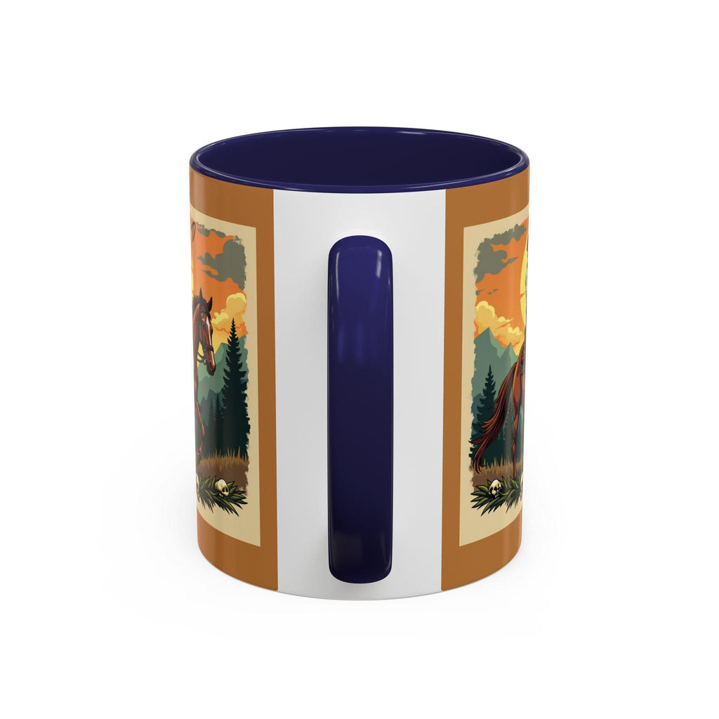 Cowboy Rider Mug, Western Art Mug, Horse Lover Gift, Skull Accent Mug, Unique Coffee Cup, Wild West Design Mug, Rider Coffee Mug, Western