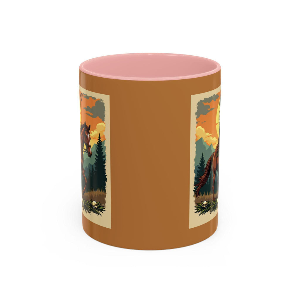 Cowboy Rider Mug, Western Art Mug, Horse Lover Gift, Skull Accent Mug, Unique Coffee Cup, Wild West Design Mug, Rider Coffee Mug, Western