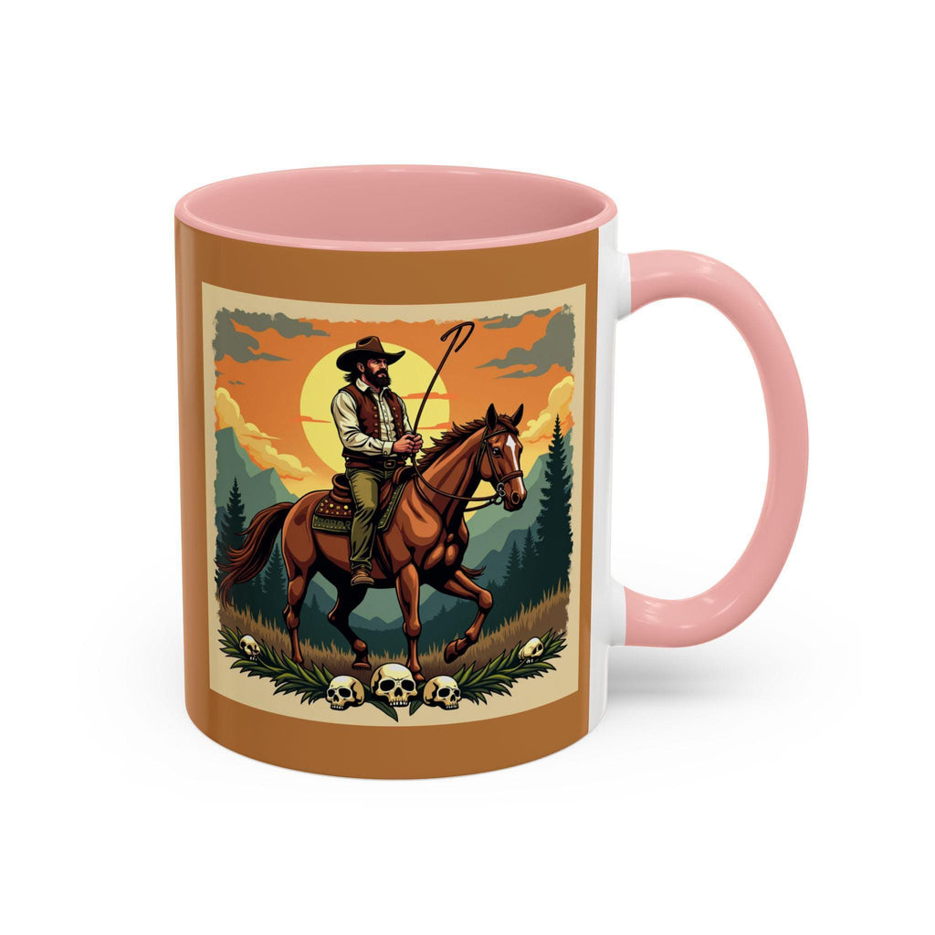 Cowboy Rider Mug, Western Art Mug, Horse Lover Gift, Skull Accent Mug, Unique Coffee Cup, Wild West Design Mug, Rider Coffee Mug, Western