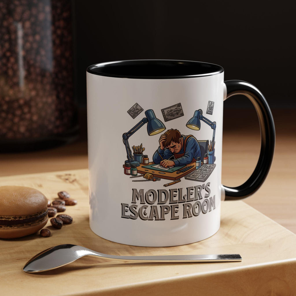 Modeler's Escape Room Mug, Hobbyist Gift, Scale Model Building, Unique Mug Design, Gift for Model Builders, Collector Mug, Unique Mug