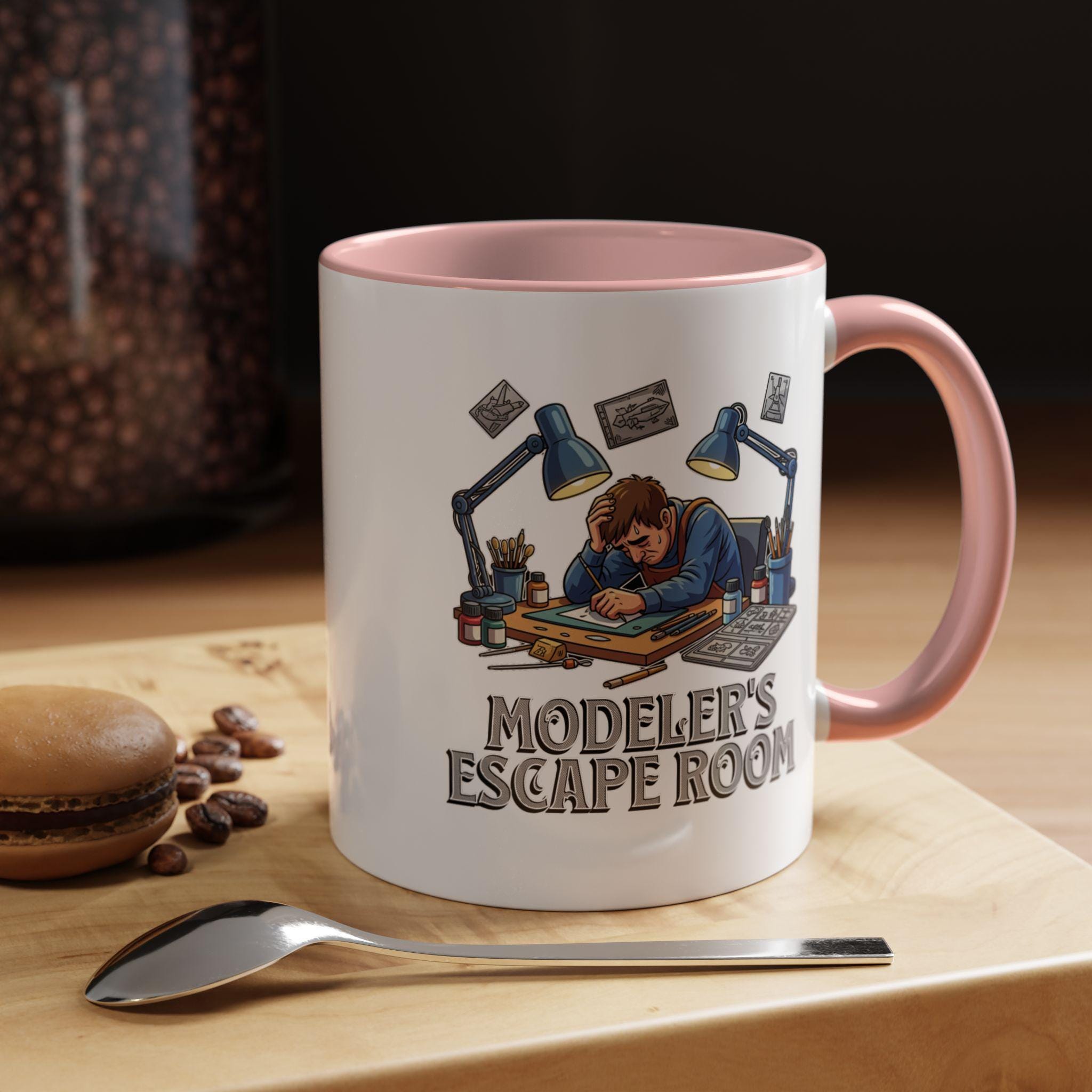 Modeler's Escape Room Mug, Hobbyist Gift, Scale Model Building, Unique Mug Design, Gift for Model Builders, Collector Mug, Unique Mug