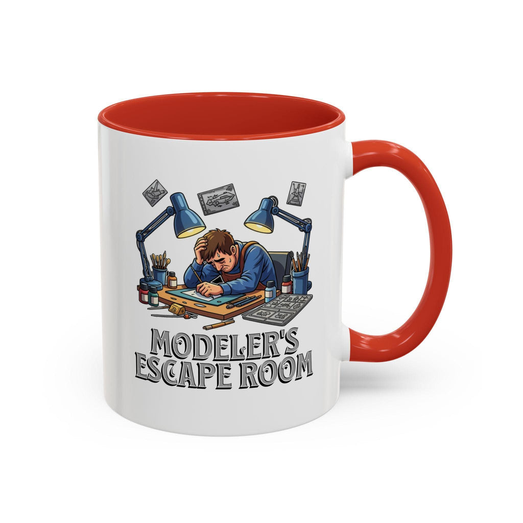 Modeler's Escape Room Mug, Hobbyist Gift, Scale Model Building, Unique Mug Design, Gift for Model Builders, Collector Mug, Unique Mug