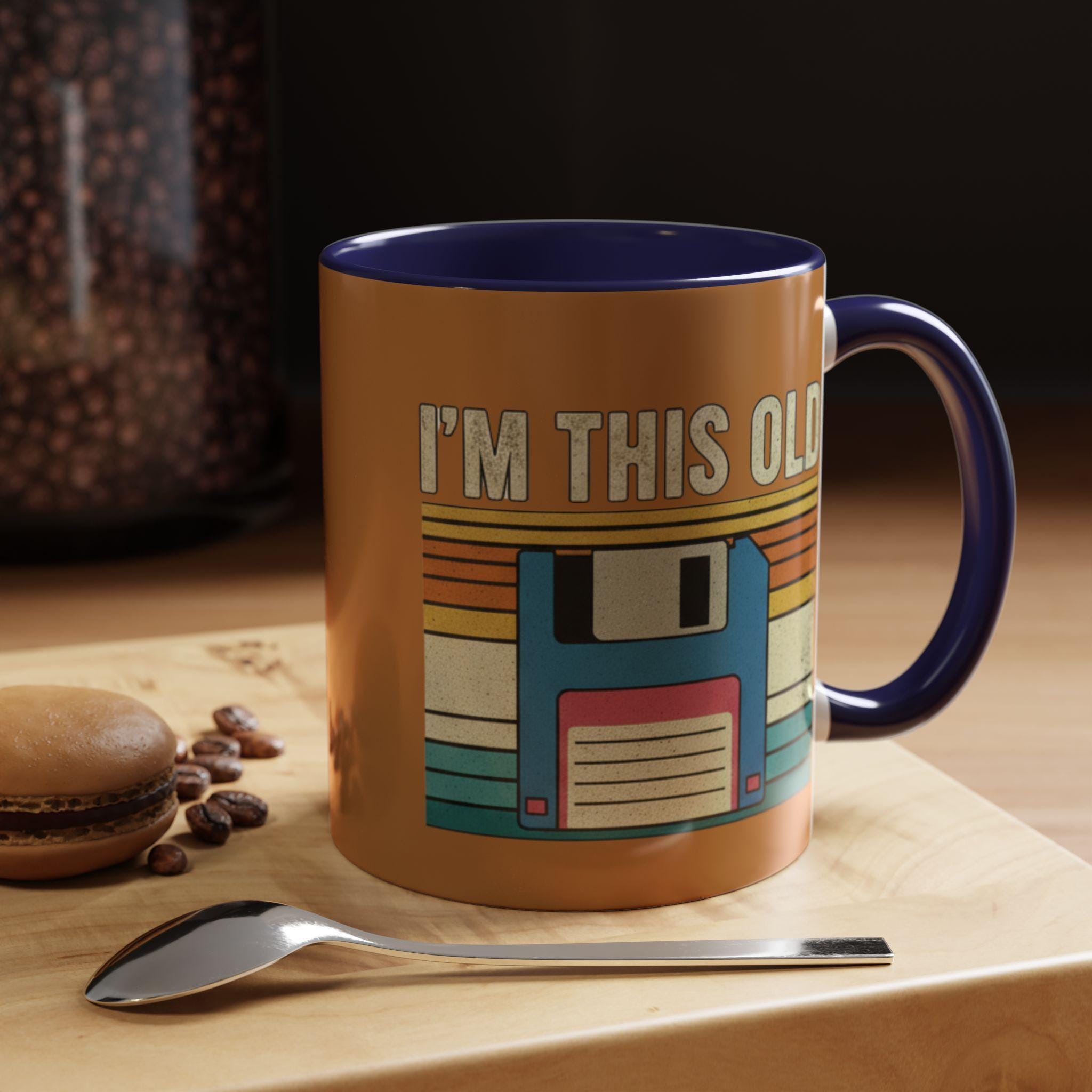 I'm This Old Floppy Disk Mug, Retro Computer Mug, Funny Mug, Vintage Tech Mug, Geek Gift, Old School Tech, Novelty Mug, Coffee Mug