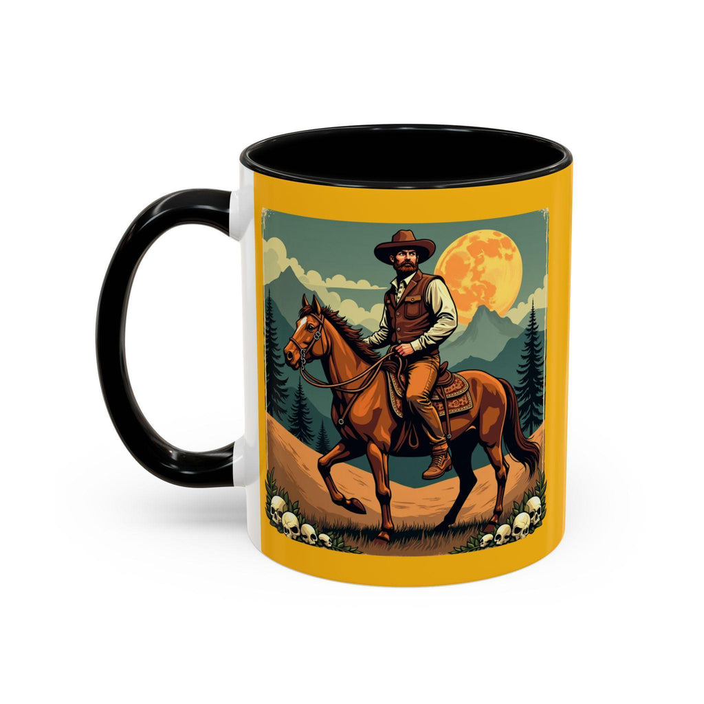 Cowboy Horse Mug, Western Art Coffee Mug, Novelty Drinkware, Gift for Him, Illustrated Wild West Mug, Rancher Mug, Horse Lover Mug, Art Mug