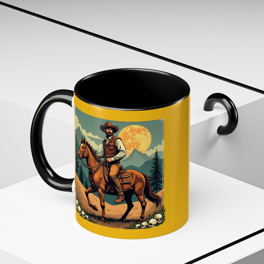 Cowboy Horse Mug, Western Art Coffee Mug, Novelty Drinkware, Gift for Him, Illustrated Wild West Mug, Rancher Mug, Horse Lover Mug, Art Mug