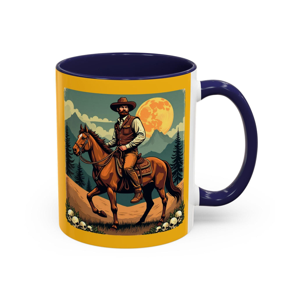 Cowboy Horse Mug, Western Art Coffee Mug, Novelty Drinkware, Gift for Him, Illustrated Wild West Mug, Rancher Mug, Horse Lover Mug, Art Mug