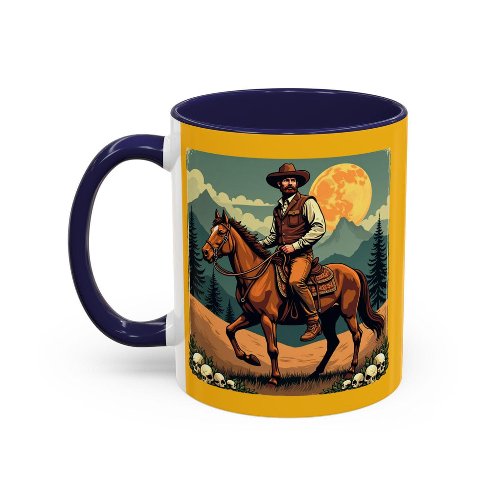 Cowboy Horse Mug, Western Art Coffee Mug, Novelty Drinkware, Gift for Him, Illustrated Wild West Mug, Rancher Mug, Horse Lover Mug, Art Mug