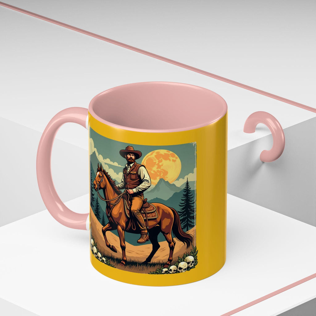 Cowboy Horse Mug, Western Art Coffee Mug, Novelty Drinkware, Gift for Him, Illustrated Wild West Mug, Rancher Mug, Horse Lover Mug, Art Mug