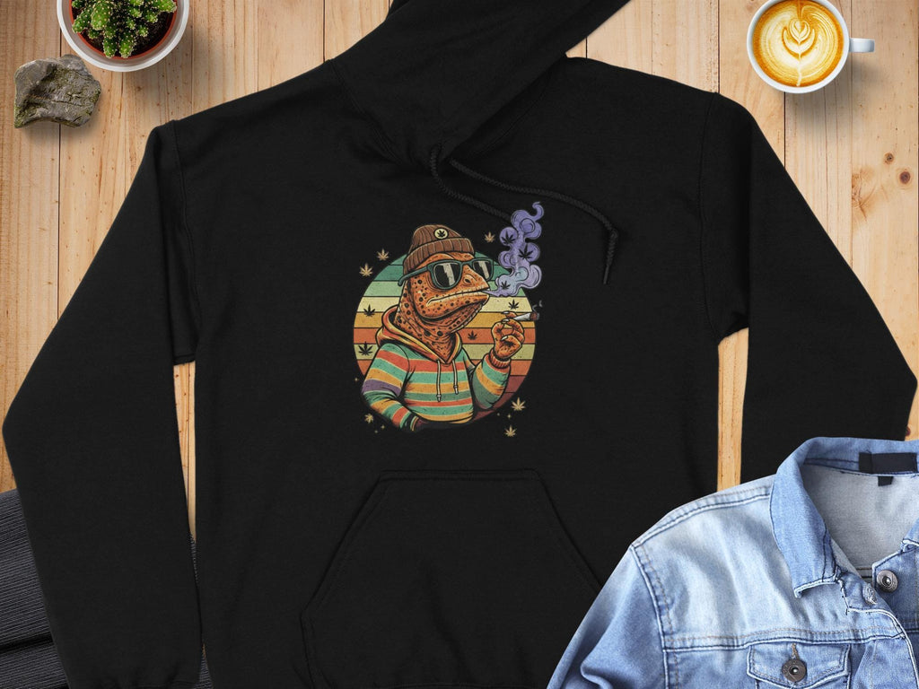 Cool Frog Hoodie, Unique Graphic Sweatshirt, Retro Design Pullover, Gift for Him, Trendy Casual Wear, Fun Apparel for Teens