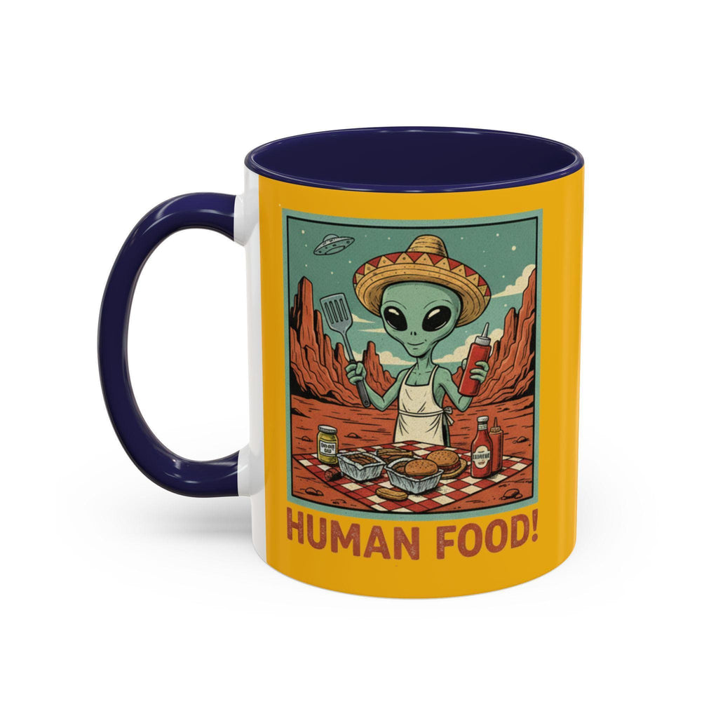 Alien Chef Mug, Funny Alien Mug, Human Food Mug, Space Mug, Novelty Gift Mug, BBQ Mug, Alien BBQ Gift, Cartoon Mug, Unique Mug