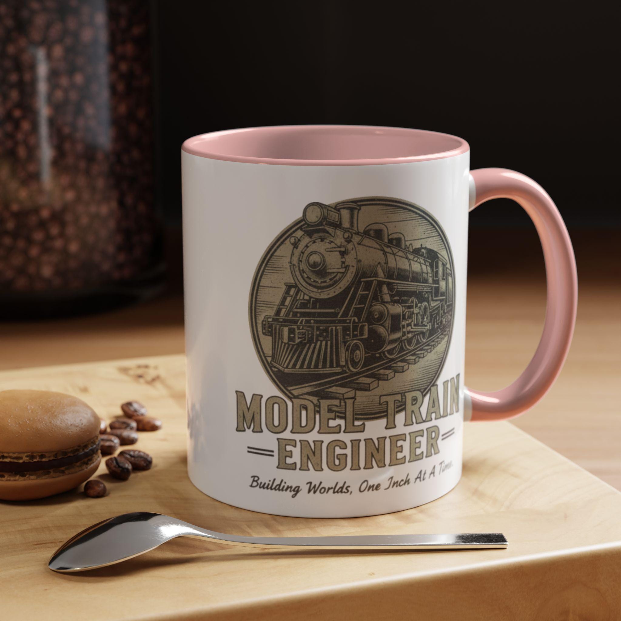 Model Train Engineer Mug, Railroad Lover Gift, Steam Engine Mug, Train Hobbyist Coffee Cup, Train Enthusiast Gift, Gift For Train Lover