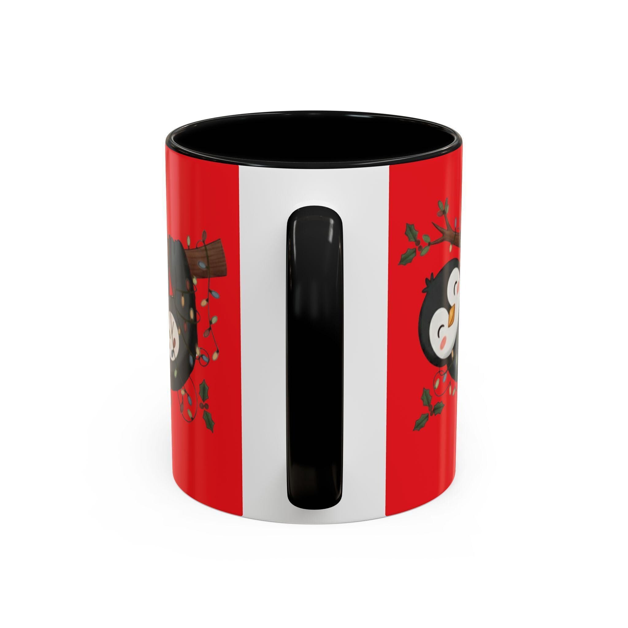 Penguin Sloth Mug, Cute Animal Gift, Holiday Lights, Unique Mug, Coffee Lover Gift, Festive Drinkware, Novelty Mug, Christmas Decoration