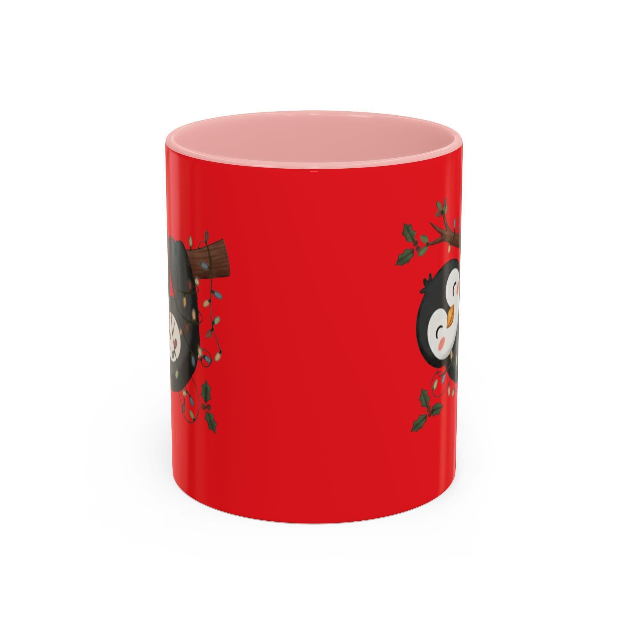 Penguin Sloth Mug, Cute Animal Gift, Holiday Lights, Unique Mug, Coffee Lover Gift, Festive Drinkware, Novelty Mug, Christmas Decoration