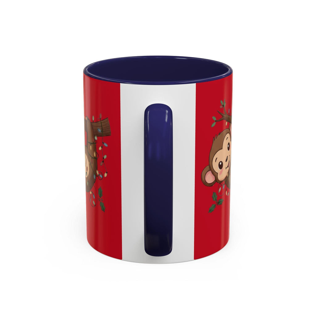 Cute Monkey Mug, Hanging Sloth, Christmas Lights, Funny Animal Coffee Mug, Gift Idea