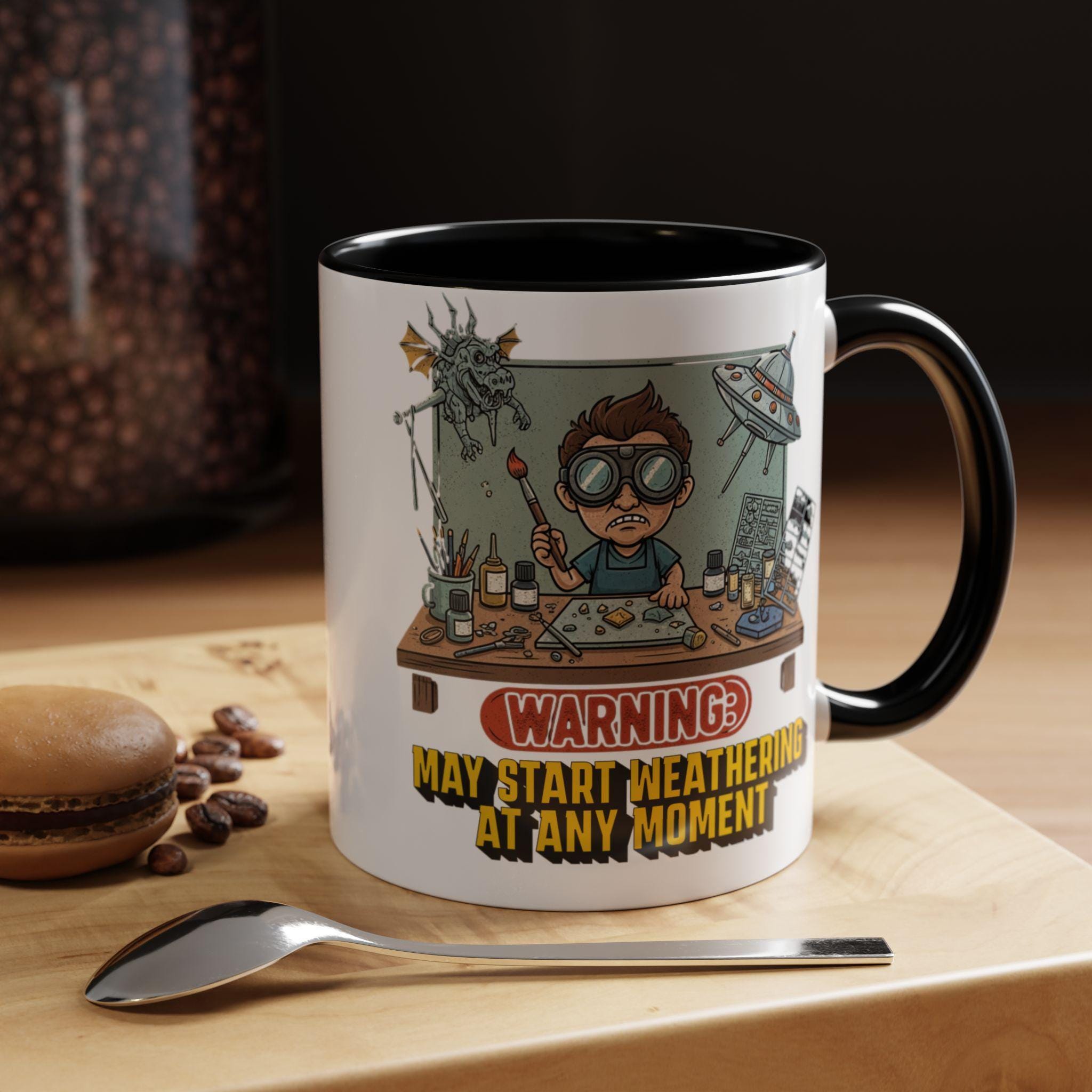 Weathering Model Mug, Funny Hobby Mug, Modeler Gift Idea, Scale Model Mug, Cartoon Modeler, Miniature Painting Mug