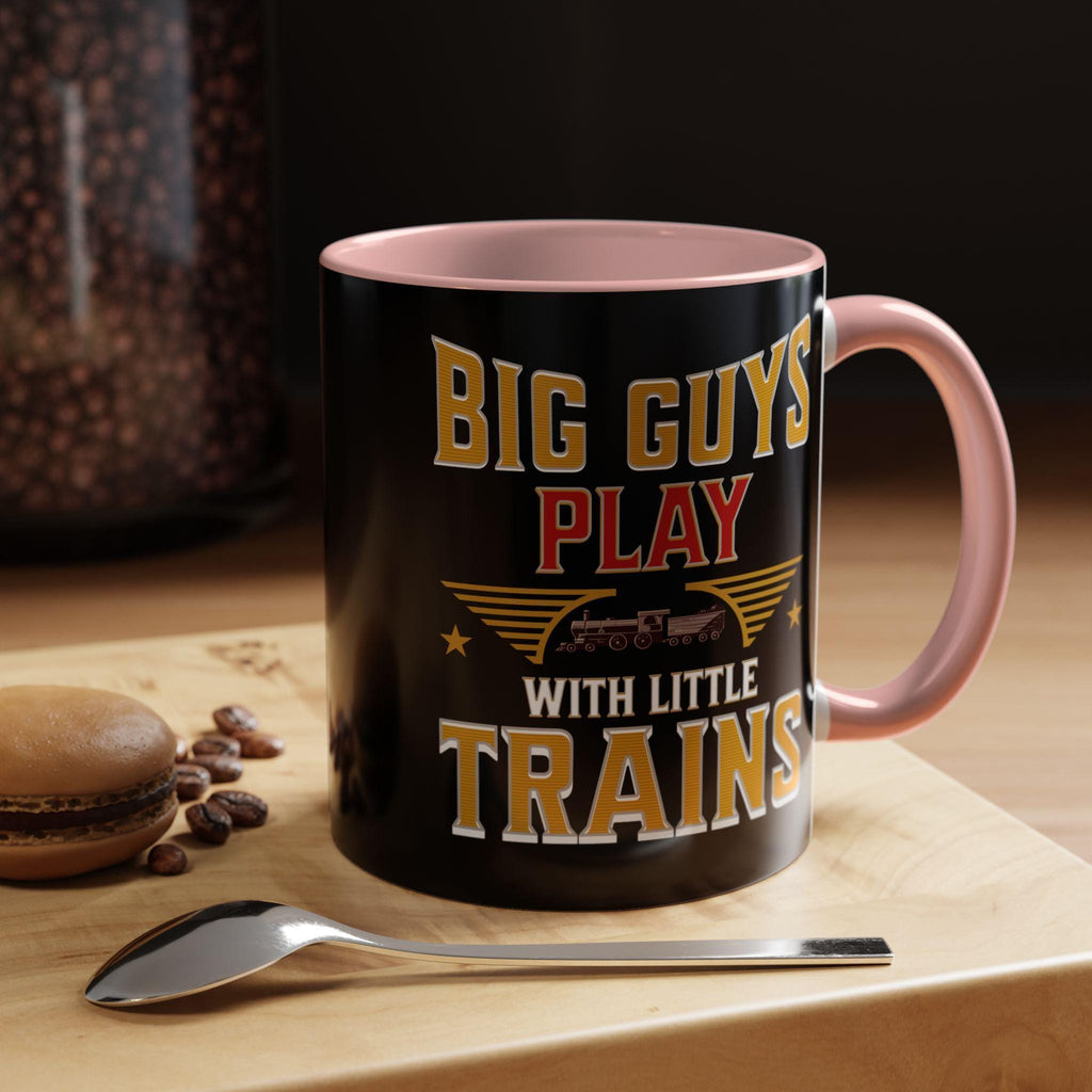 Big Guys Play with Little Trains Mug, Train Lover Gift, Railroad Enthusiast Mug, Gift for Him, Funny Train Mug, Train Hobby Mug