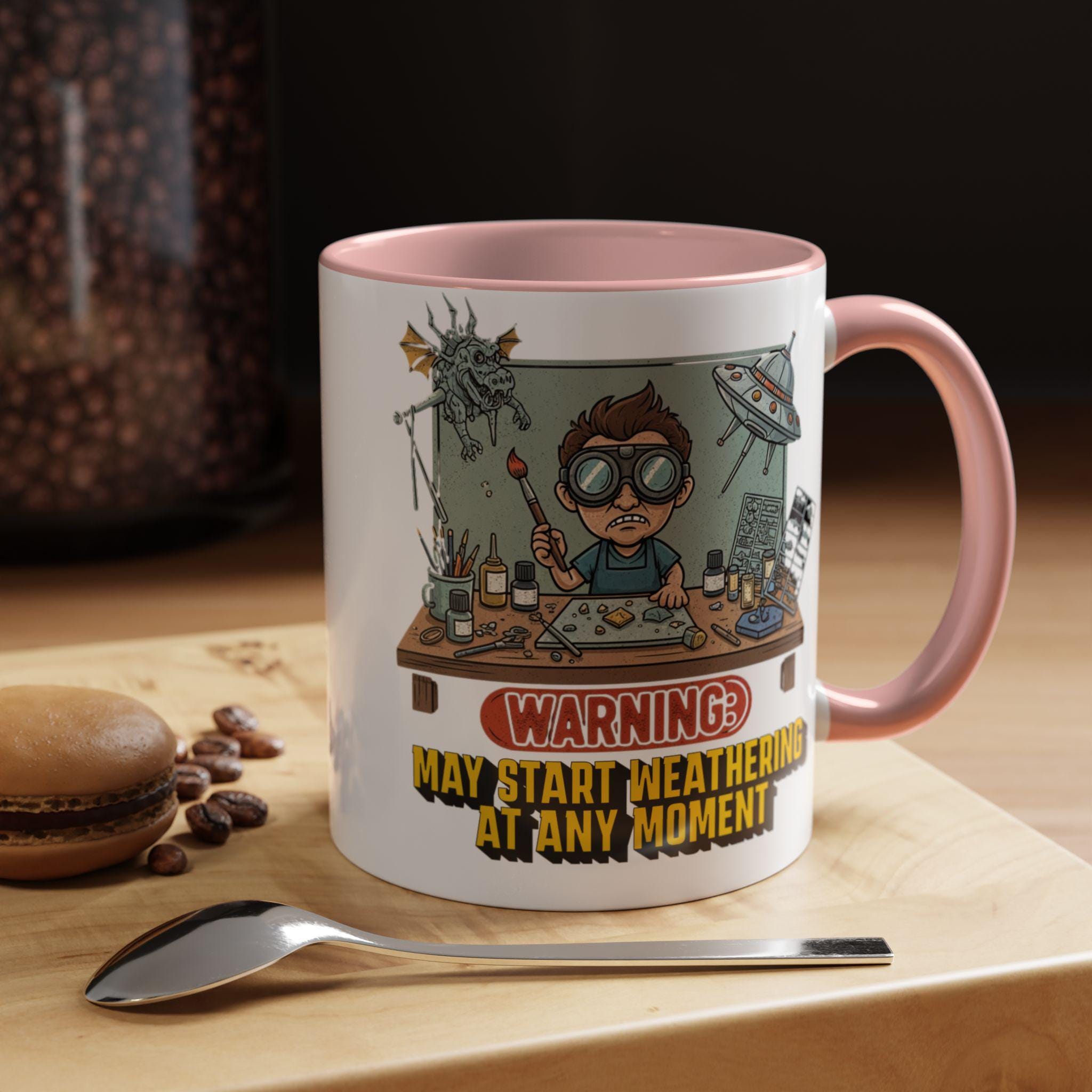Weathering Model Mug, Funny Hobby Mug, Modeler Gift Idea, Scale Model Mug, Cartoon Modeler, Miniature Painting Mug