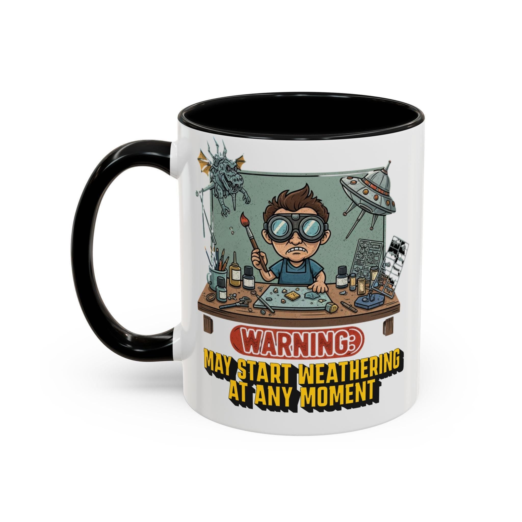 Weathering Model Mug, Funny Hobby Mug, Modeler Gift Idea, Scale Model Mug, Cartoon Modeler, Miniature Painting Mug