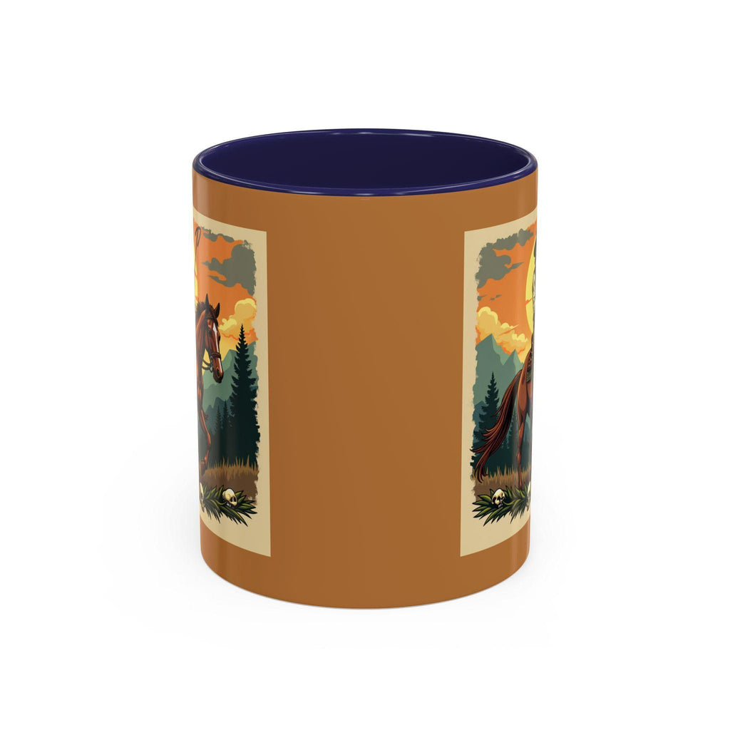 Cowboy Rider Mug, Western Art Mug, Horse Lover Gift, Skull Accent Mug, Unique Coffee Cup, Wild West Design Mug, Rider Coffee Mug, Western