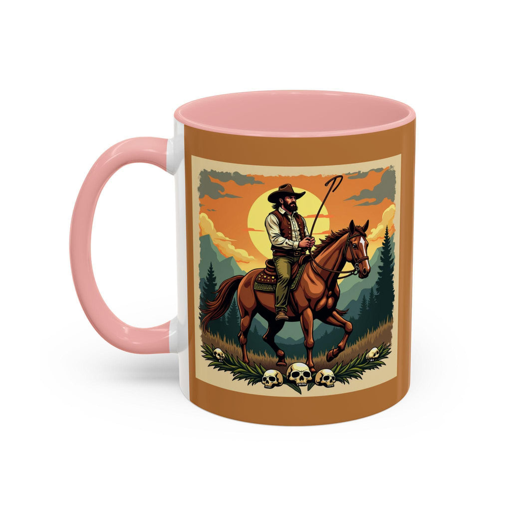 Cowboy Rider Mug, Western Art Mug, Horse Lover Gift, Skull Accent Mug, Unique Coffee Cup, Wild West Design Mug, Rider Coffee Mug, Western