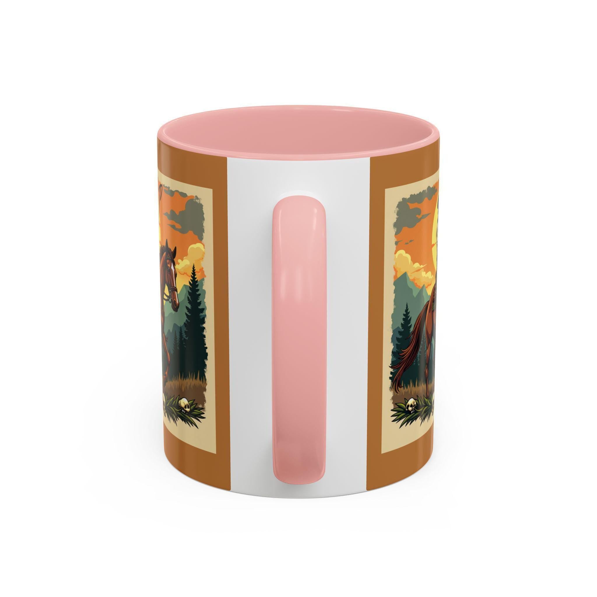 Cowboy Rider Mug, Western Art Mug, Horse Lover Gift, Skull Accent Mug, Unique Coffee Cup, Wild West Design Mug, Rider Coffee Mug, Western