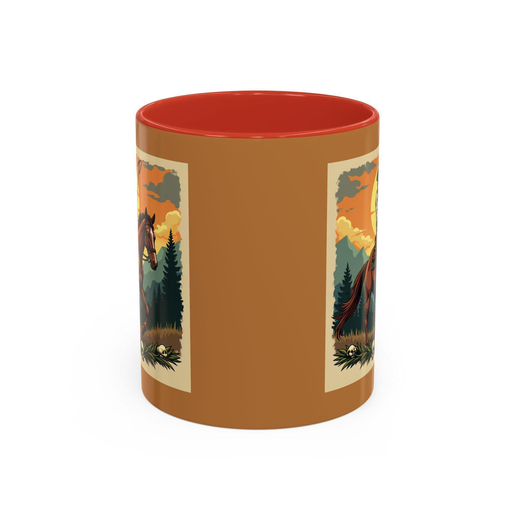 Cowboy Rider Mug, Western Art Mug, Horse Lover Gift, Skull Accent Mug, Unique Coffee Cup, Wild West Design Mug, Rider Coffee Mug, Western