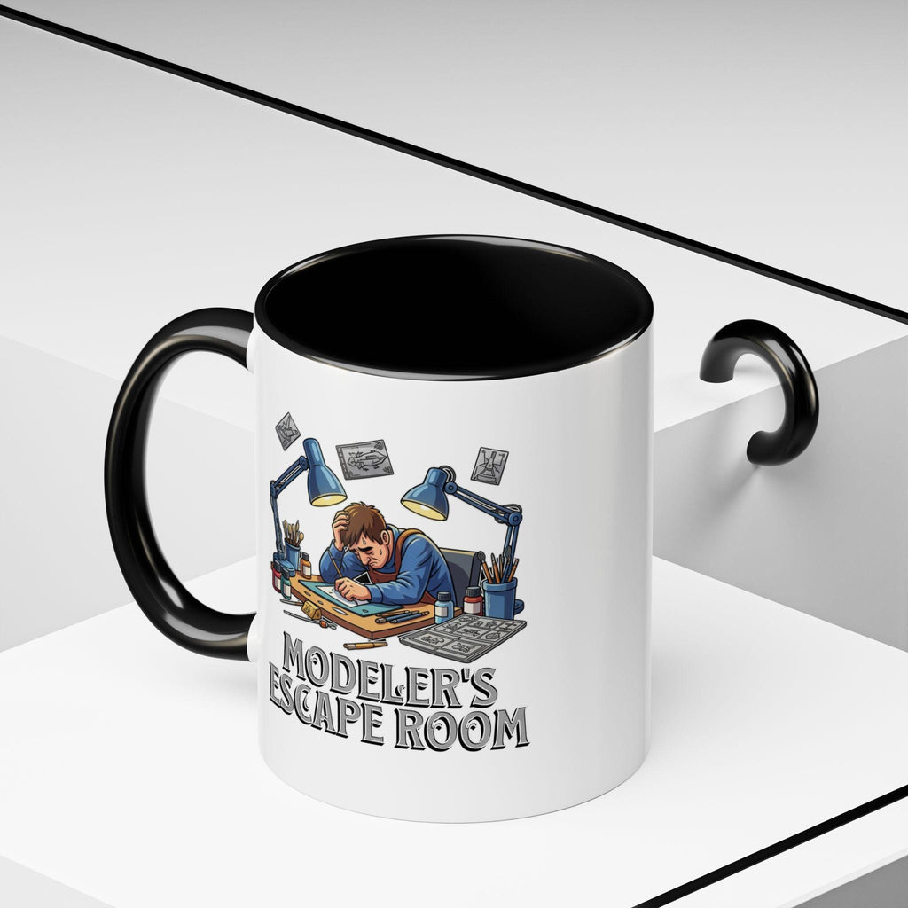 Modeler's Escape Room Mug, Hobbyist Gift, Scale Model Building, Unique Mug Design, Gift for Model Builders, Collector Mug, Unique Mug