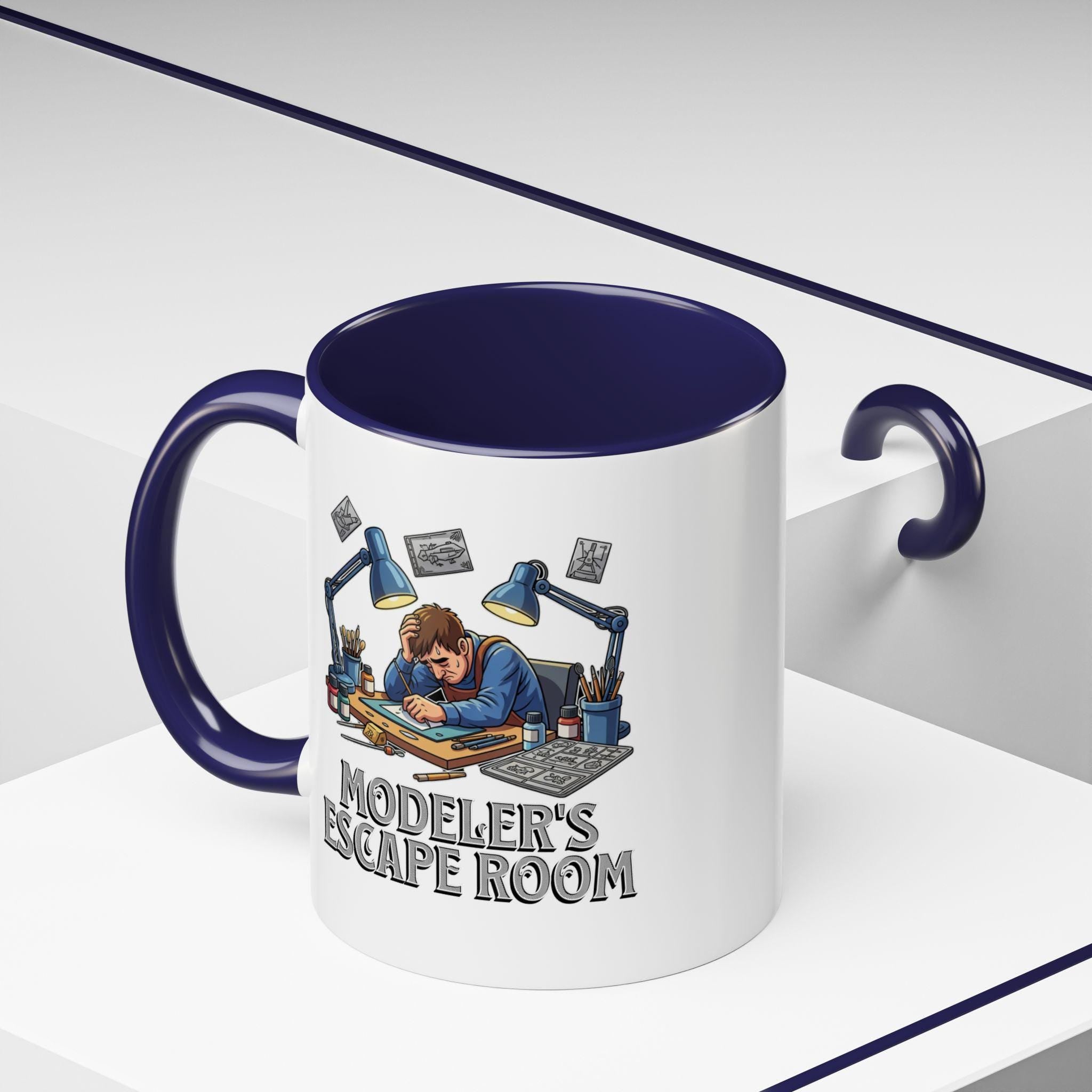 Modeler's Escape Room Mug, Hobbyist Gift, Scale Model Building, Unique Mug Design, Gift for Model Builders, Collector Mug, Unique Mug