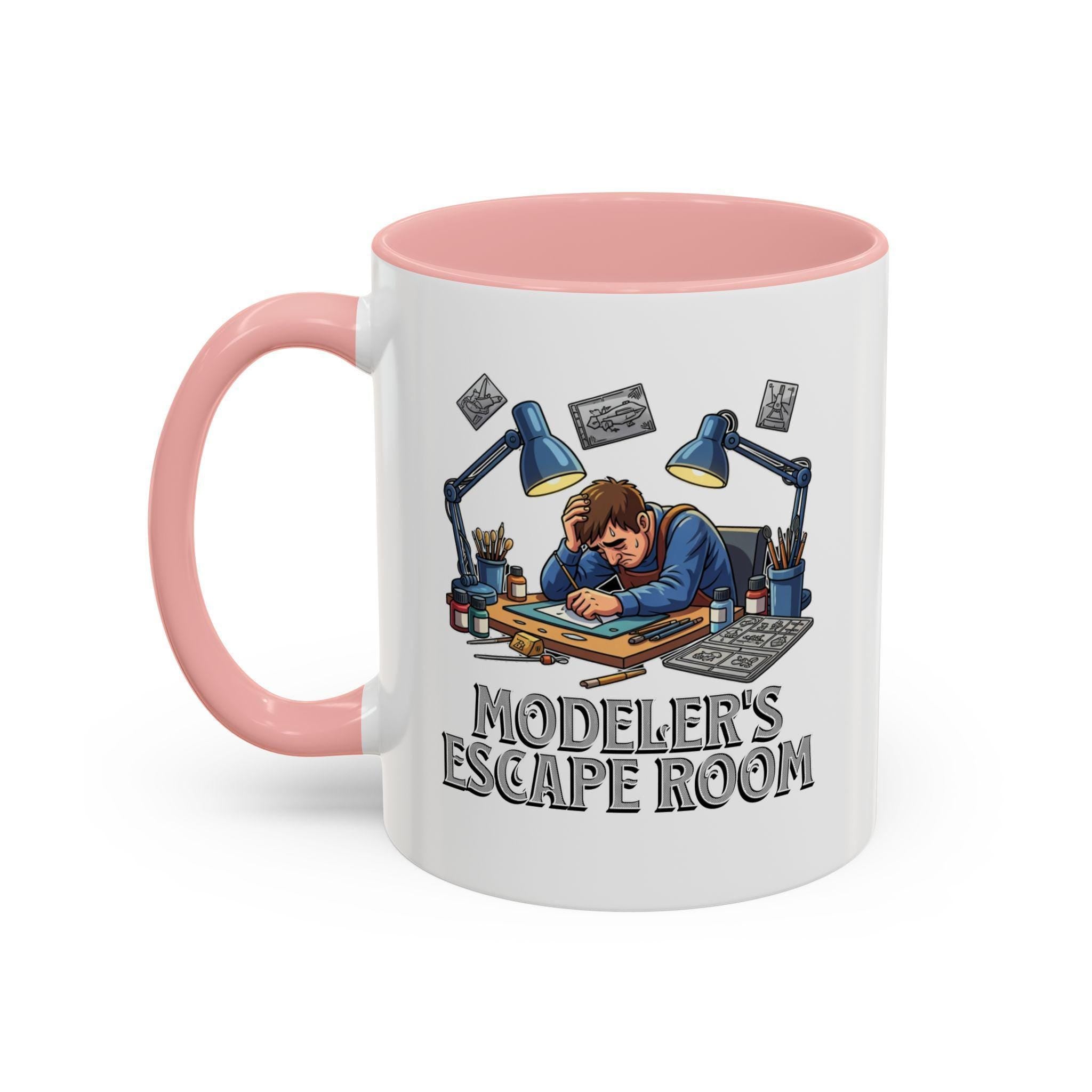 Modeler's Escape Room Mug, Hobbyist Gift, Scale Model Building, Unique Mug Design, Gift for Model Builders, Collector Mug, Unique Mug