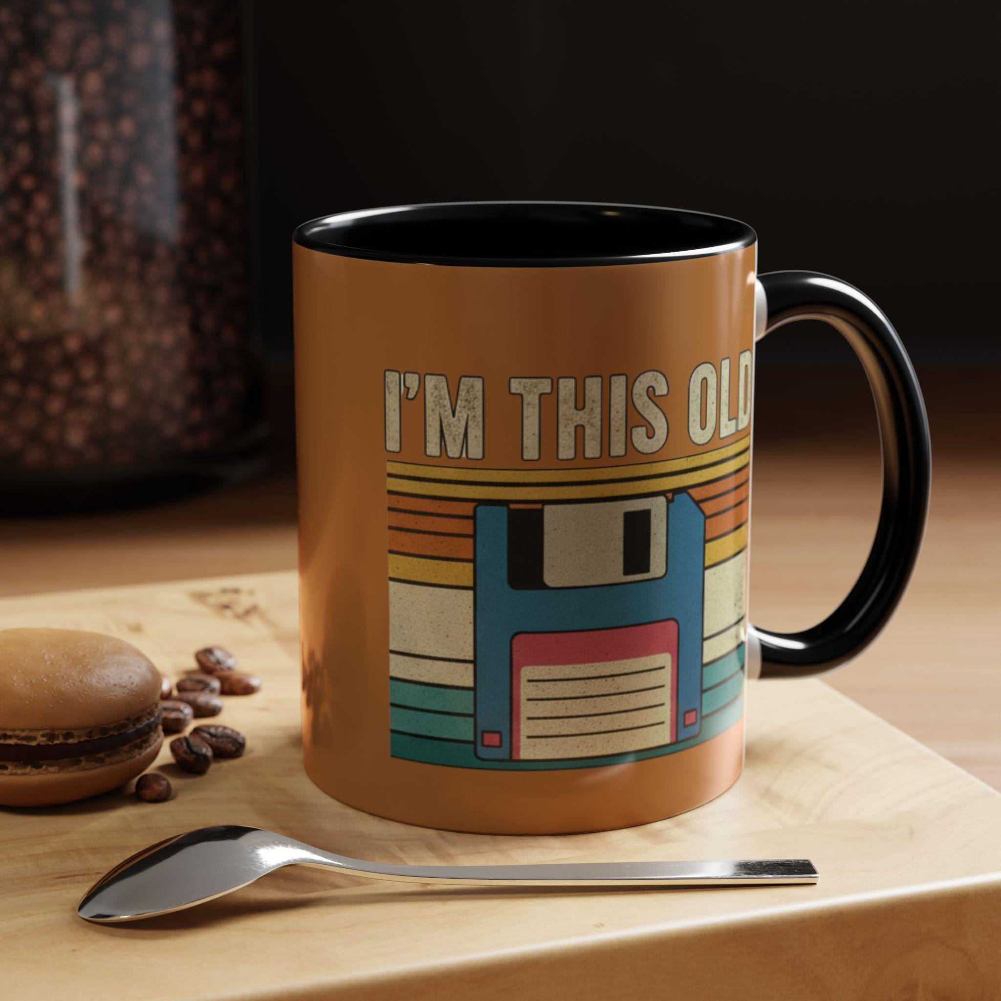 I'm This Old Floppy Disk Mug, Retro Computer Mug, Funny Mug, Vintage Tech Mug, Geek Gift, Old School Tech, Novelty Mug, Coffee Mug